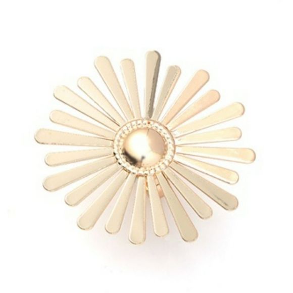 SOLD OUT Exaggerated Flower Ring In Gold Tone, Gold Metal Ring - Picture 5 of 9
